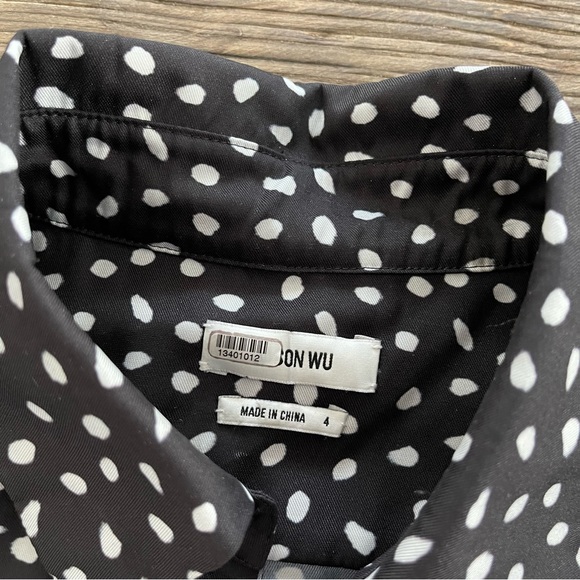JASON WU Women's Polka Dot Tie Neck Blouse Size 4 in Black - Picture 4 of 12